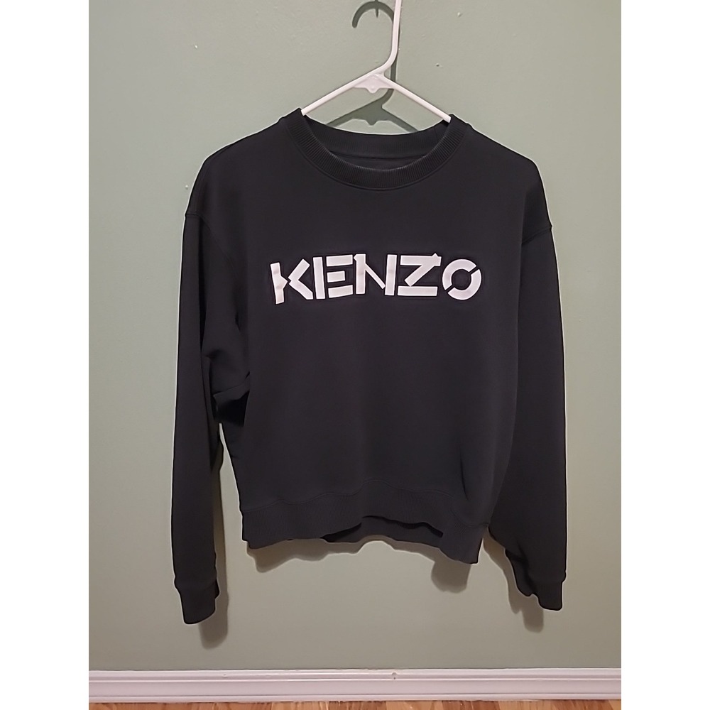 KENZO Logo‎ Classic Black Crewneck Sweatshirt Size W Large $248 Retail READ